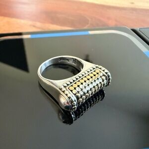 John Hardy Vintage Sterling Silver 18k Gold Dot Collection Ring Size 6.5